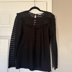 Parker Long Sheer Sleeve Ruffle Top Blouse